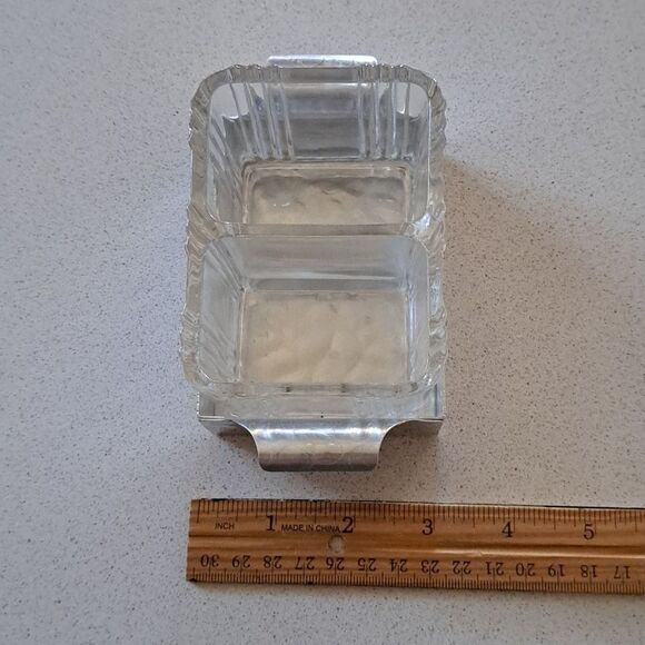 Southern Living at Home Sugar Packet Holder Hammered Aluminum Tray Pressed Glass - Picture 7 of 7